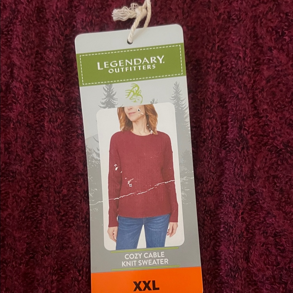 NWT Legendary Outfitters Women's Cozy Cable Knit Sweater,Garnet,Burgundy,SizeXXL - Picture 10 of 13